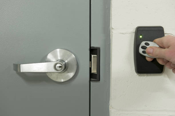 Opening a security door with a touch pad and fob Opening a security door with a touch pad and fob